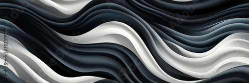 wavy abstract pattern texture with black and white waves lines on monochrome background photo