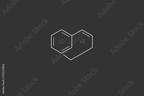Love background. Molecular skeletal chemical formula of love.