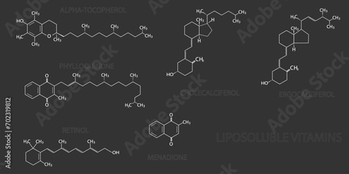Liposoluble vitamins molecular skeletal chemical formula