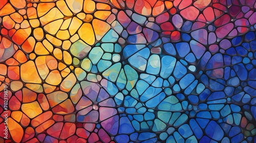 Celestial Delaunay Voronoi network unfolds, painting an otherworldly symphony of colors on a high-definition canvas.