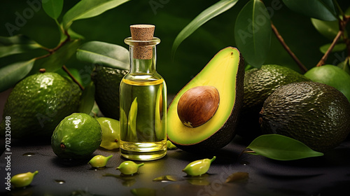 bottle, jar of avocado essential oil extract photo