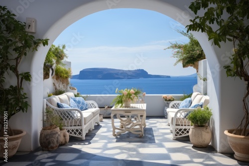 Greek Seaview from a hotel resort terrace © lublubachka
