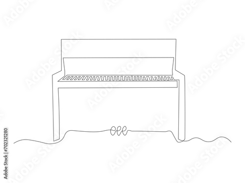 Abstract piano, musical keyboard instrument, continuous one line art hand drawing sketch