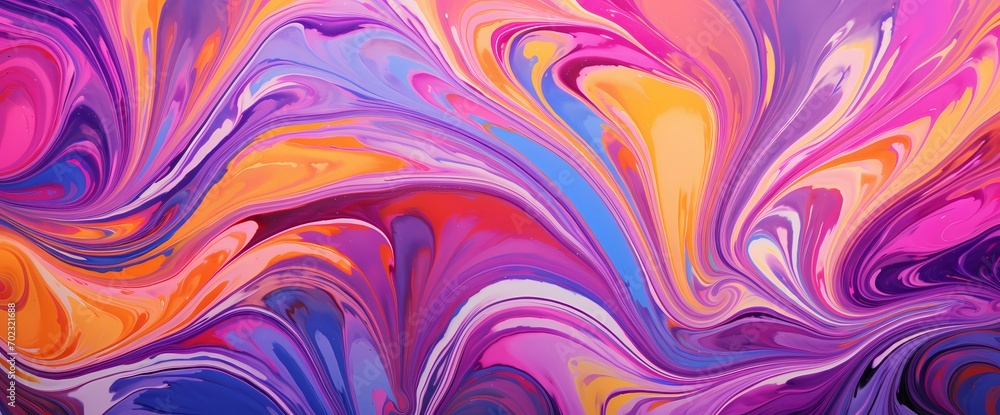 Close-up on a swirling marble pattern, unveiling a kaleidoscope of vibrant colors, including shades of pink, orange, and purple.