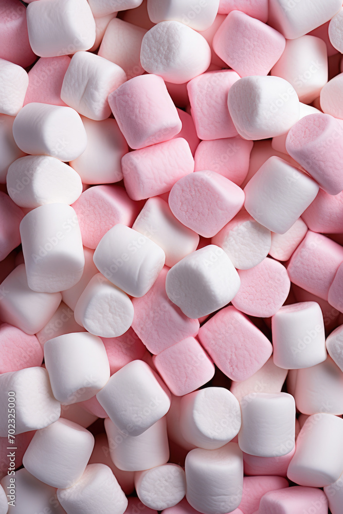 Pink and white marshmallows background, texture top view Pink and white marshmallows background, texture top view
