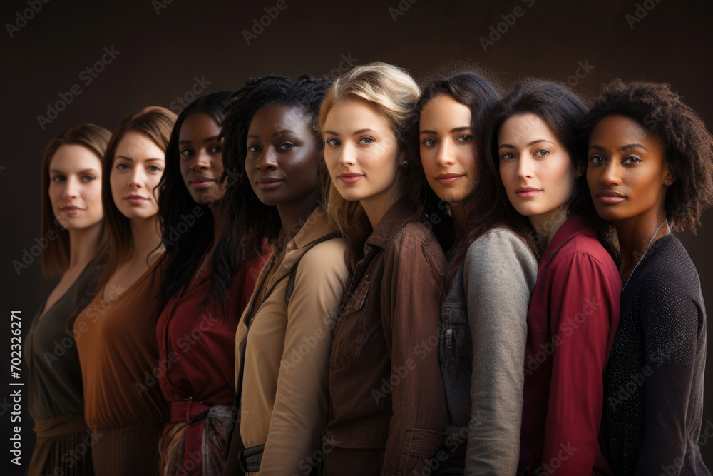beautiful women ladies of different races standing in row beautiful women ladies of different races standing in row