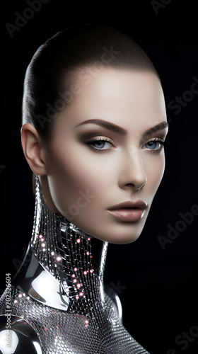 Close up portrait of a woman with makeup, beauty, fashion studio