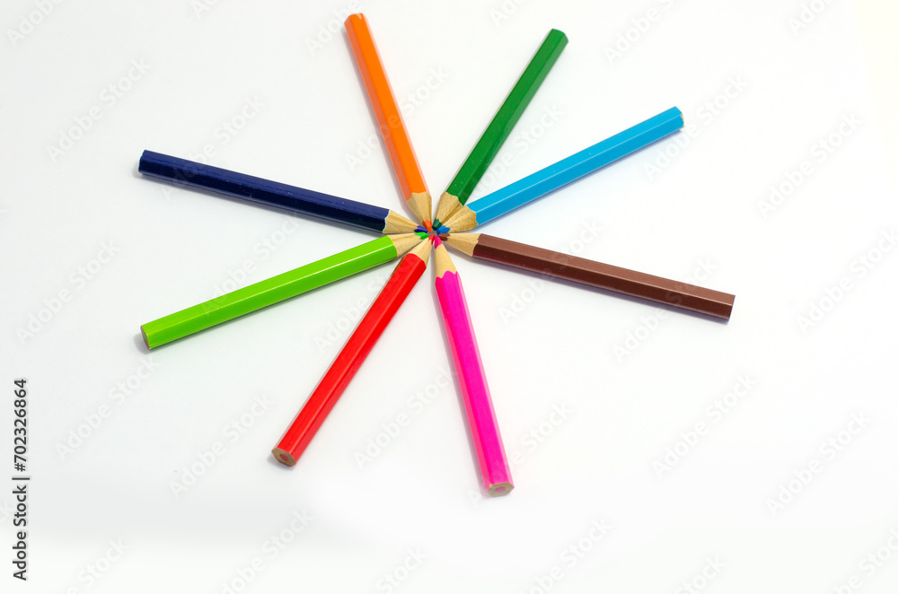 Colour pencils isolated on white background close up Colour pencils isolated on white background close up