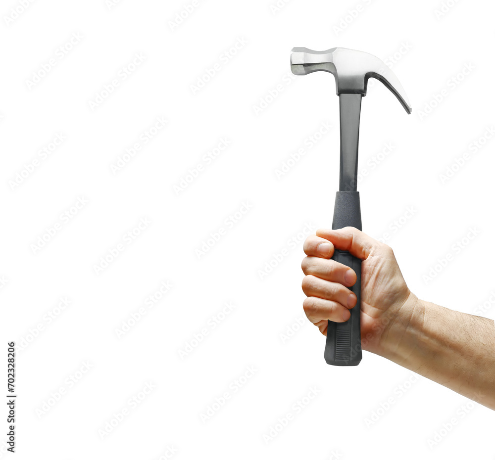 Man's hand holding hammer Man's hand holding hammer