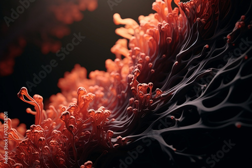 Sunlight and coral 3d black realistic abstract background © Ahmed