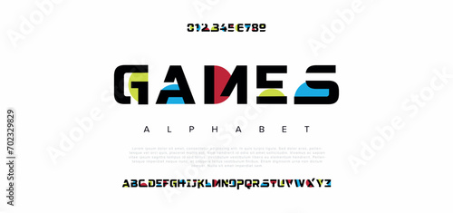Game Modern abstract digital alphabet font. Minimal technology typography, Creative urban sport fashion futuristic font and with numbers. vector illustration.
