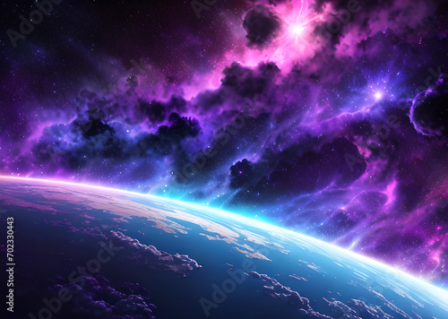 Space colorful in purple shades background with realistic shining stars infinite universe,Generative AI