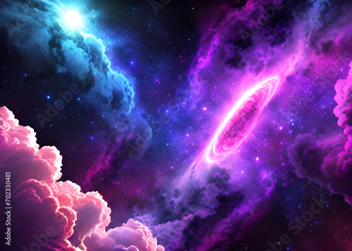 Space colorful in purple shades background with realistic shining stars infinite universe,Generative AI 