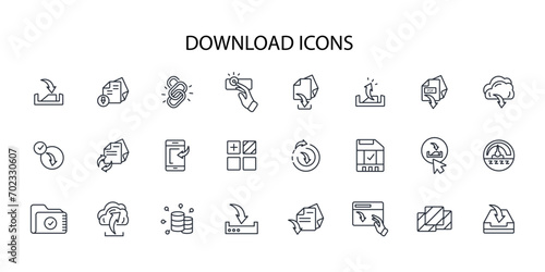 Download icon set.vector.Editable stroke.linear style sign for use web design,logo.Symbol illustration.