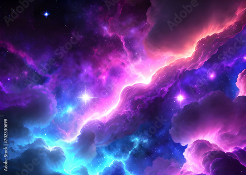 Space colorful in purple shades background with realistic shining stars infinite universe,Generative AI 