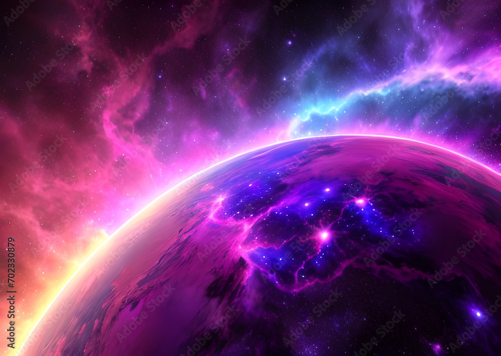 Space colorful in purple shades background with realistic shining stars infinite universe,Generative AI	