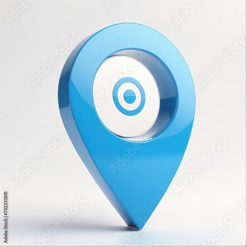 Blue Pointer Icon, Location symbol isolated on white. Gps, travel, navigation, place position concept. 3d rendering