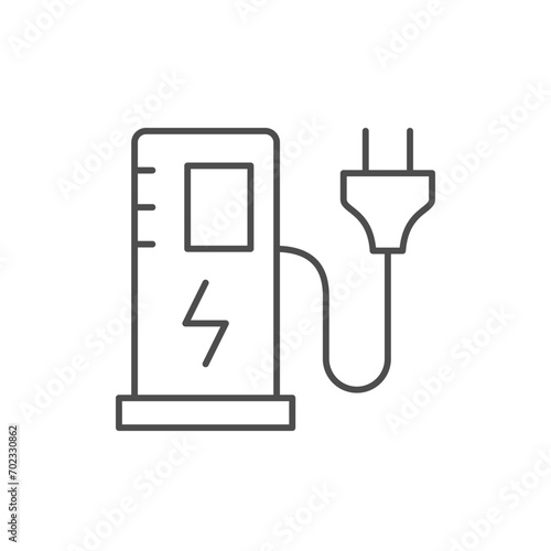 Car charging station line icon