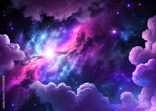 Space colorful in purple shades background with realistic shining stars infinite universe,Generative AI