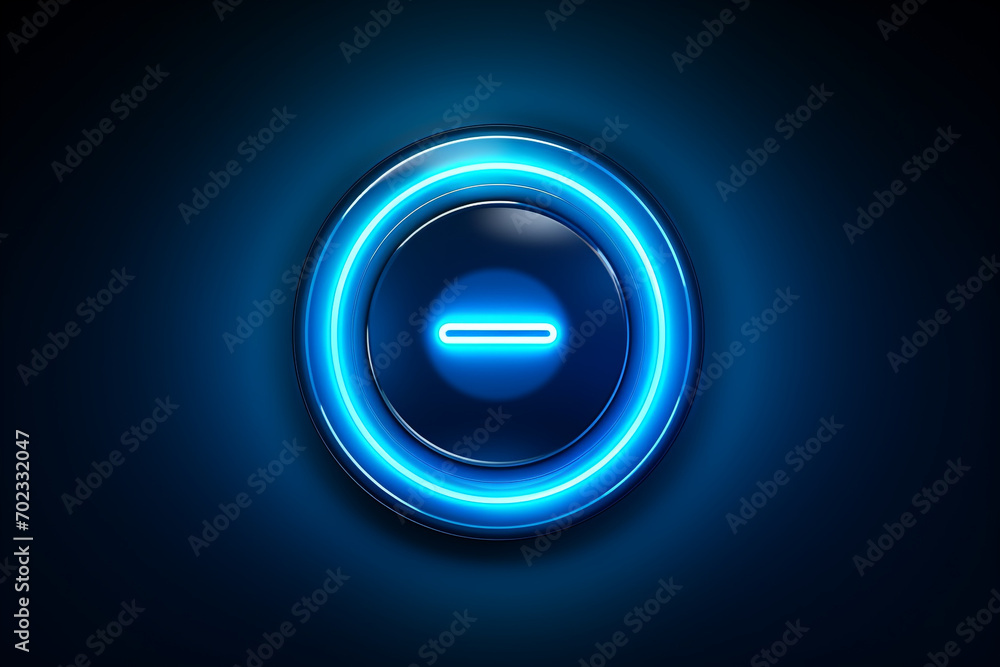 Glowing neon line Power button icon isolated on blue background - obrazy, fototapety, plakaty 