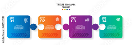 Infographic template with icons and 4 options or steps. Puzzle. Can be used for workflow layout, diagram, banner, web design.