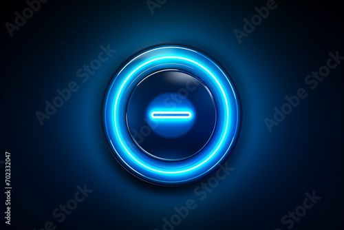 Glowing neon line Power button icon isolated on blue background photo