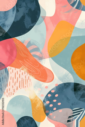 textured calming spring shape abstract pattern in watercolour color block illustration style pastel colours organic background postcard wallpaper
