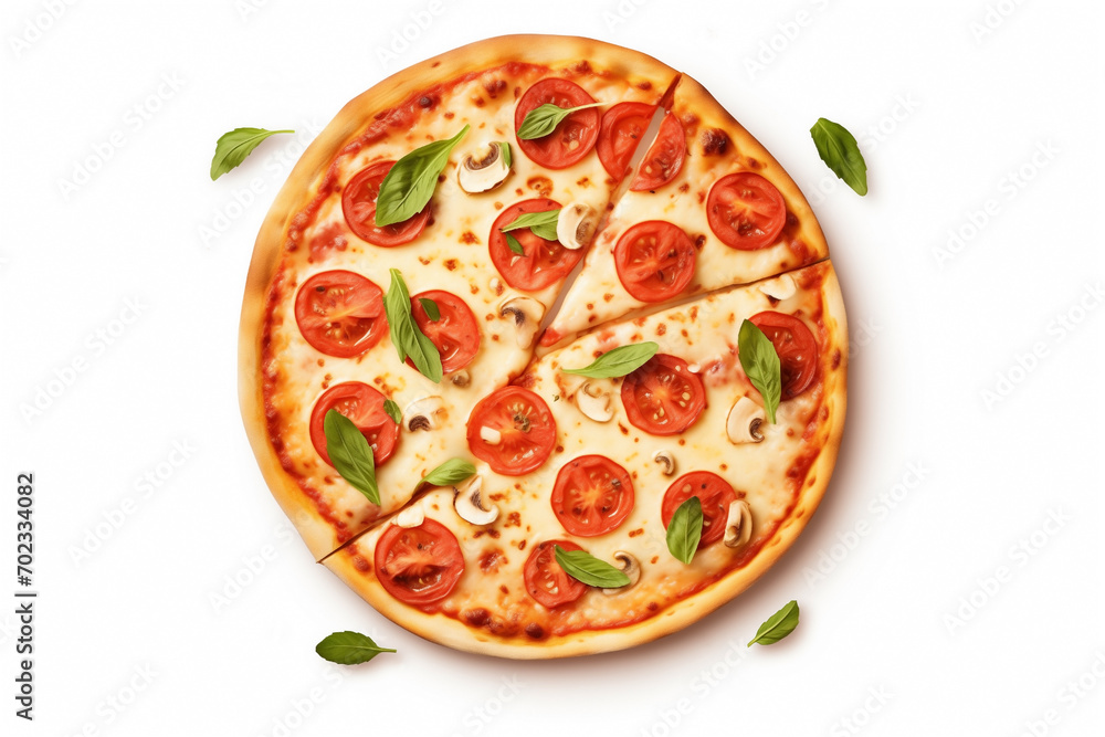 pizza margarita, isolated on white background, top view pizza margarita, isolated on white background, top view