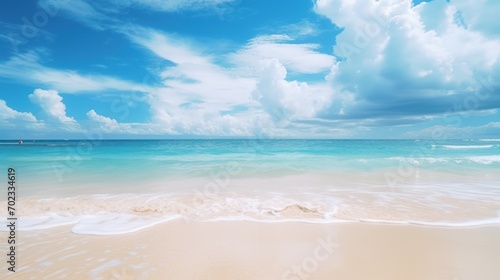 Wallpaper Mural Background of tropical beach and blue sea and white clouds Torontodigital.ca