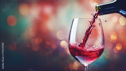 Pouring red wine into a tilted glass against a watercolor vintage background.