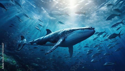 Big blue whale in the ocean © Faris