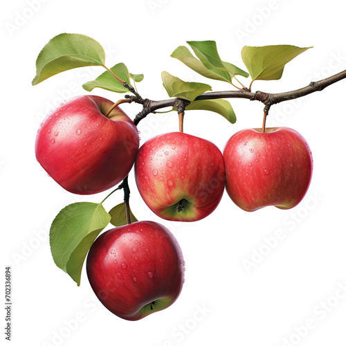 Branch of delicious red apples, cut out