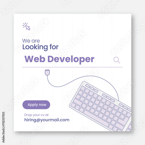 We are hiring ui ux design job vacancy web banner and social media post square template