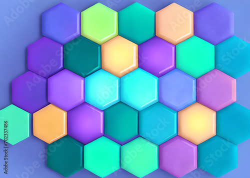 Multicolored patterns with repeating hexagonal mosaics hexagons mosaic background design Modern technology geometric ,Generative AI	