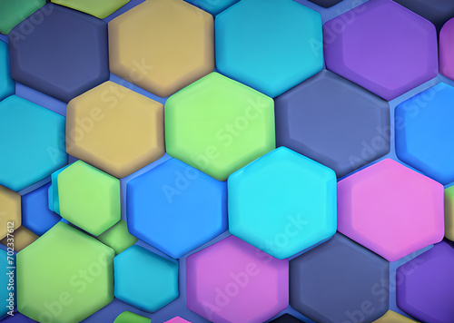 Multicolored patterns with repeating hexagonal mosaics hexagons mosaic background design Modern technology geometric ,Generative AI 