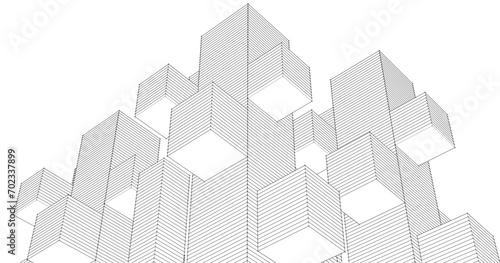 abstract modular architecture 3d rendering