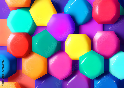 Multicolored patterns with repeating hexagonal mosaics hexagons mosaic background design Modern technology geometric ,Generative AI	