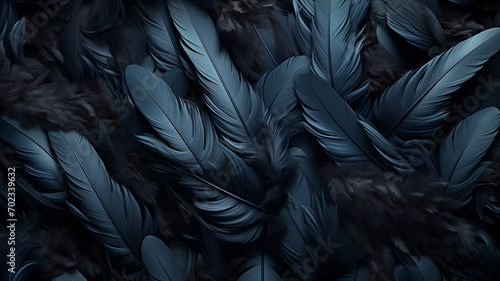 Black feathers texture, background