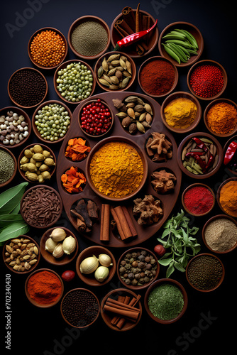 Collection of Spices Top view photography