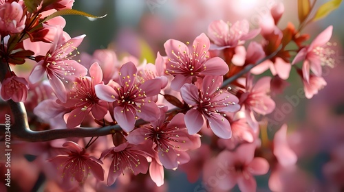 Beautiful blooming sakura flowers on blurred background  closeup