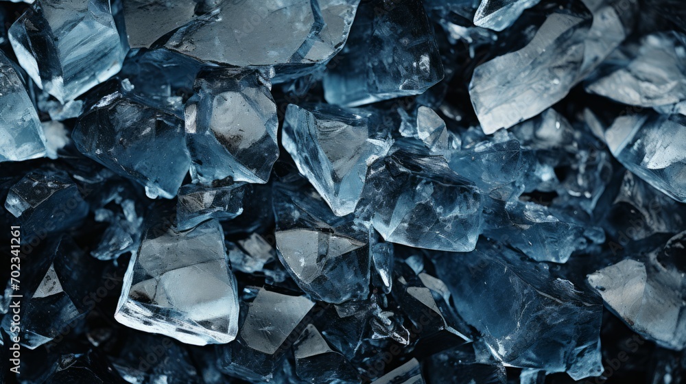 Abstract background, blue ice crystals on dark cyan