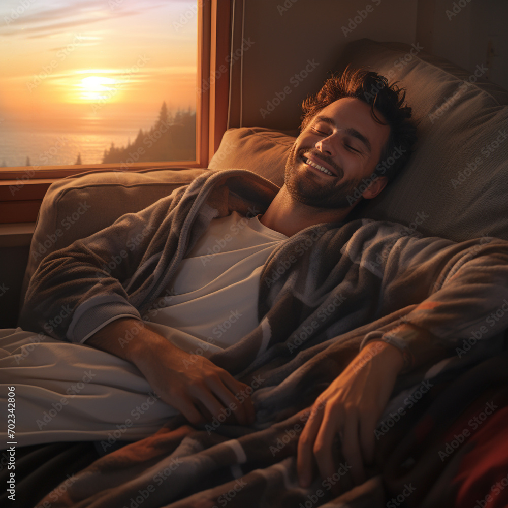 Man sleeping on the sofa at home. Man sleeping on the sofa at home.