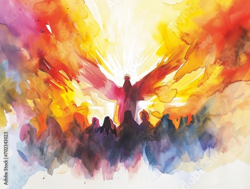 The Holy Spirit Descending at Pentecost with Tongues of Fire AI Generated photo
