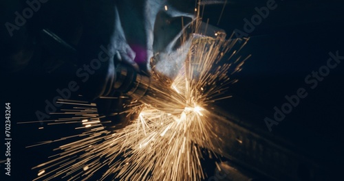 Welding Metal Parts At Steel Construction Industrial Workshop