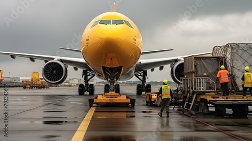 Cargo planes being loaded with freight