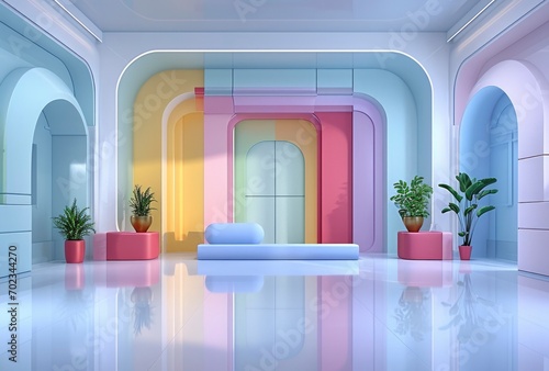 Abstract retro minimalist interior colorful design background
