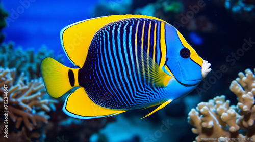 Emperor angelfish Pomacanthus imperator swimming