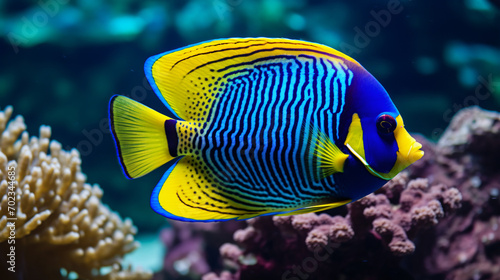 Emperor angelfish Pomacanthus imperator swimming