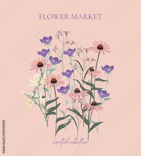 Flower poster in vintage style