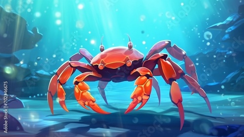 In clear water there are various kinds of Fierce crab.Generative AI